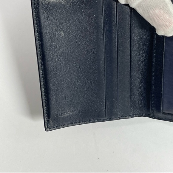🇮🇹SOLD MICROGUCCISSIMA MENS WALLET LEATHER NAVY BLUE - Picture 10 of 13